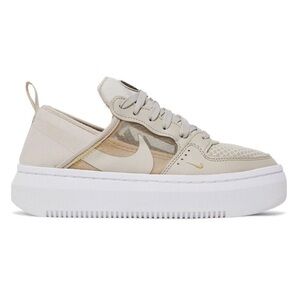 Nike Womens Court Vision Alta TXT Low Top Sneakers in Cream / Tan